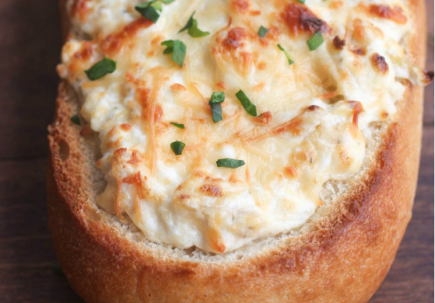 Artichoke dip stuffed bread