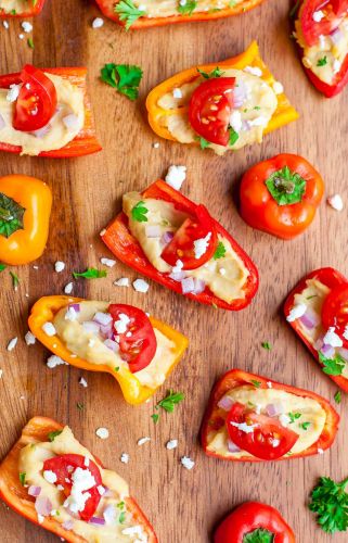 Healthy Hummus Stuffed Peppers