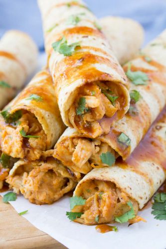 Honey BBQ Slow Cooker Chicken Taquitos