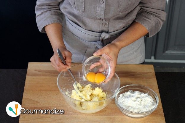 Pour in the egg yolks