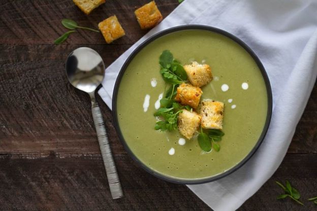 French Sorrel Soup with Parmesan Croutons