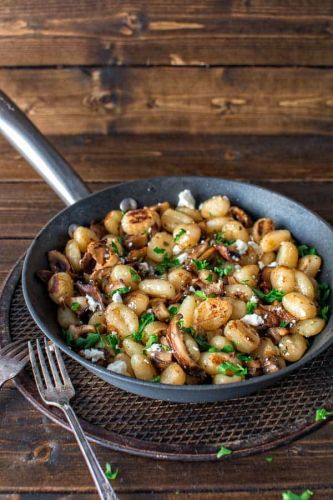 Potato Gnocchi with Mushrooms and Feta