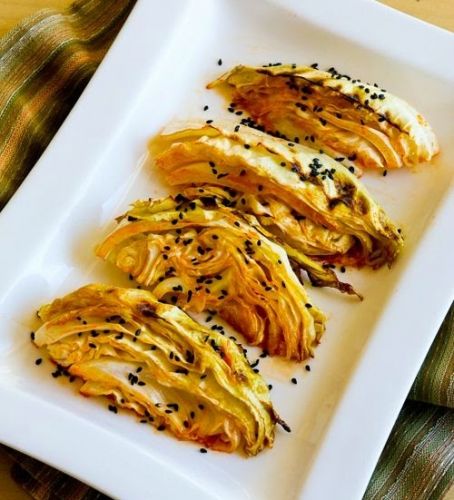 Roasted cabbage with lime Sriracha