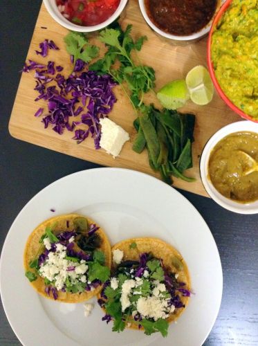 Cactus and roasted poblano tacos