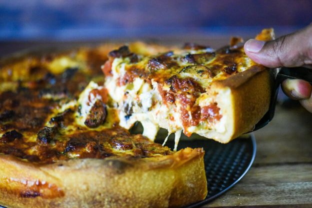 Cajun Chicken Sausage Deep Dish Pizza