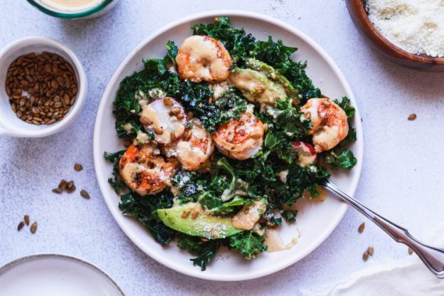 Cajun Shrimp Kale Caesar Salad