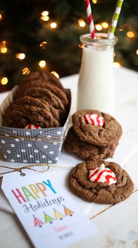 Candy cane kiss cookies