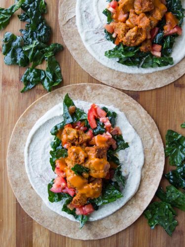 Vegan buffalo (no) chicken wraps