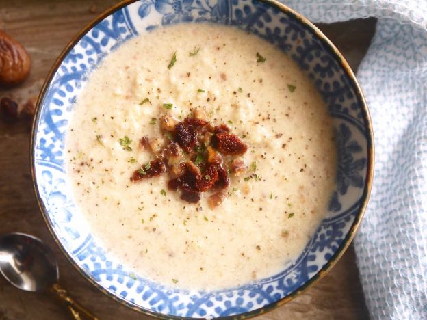 Cauliflower, Bacon, And Chestnut Soup