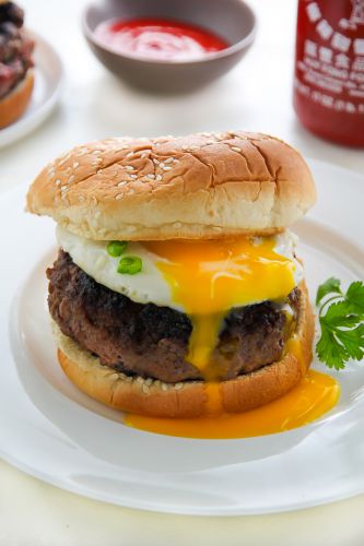 Sriracha and Cheddar Juicy Lucy Burgers