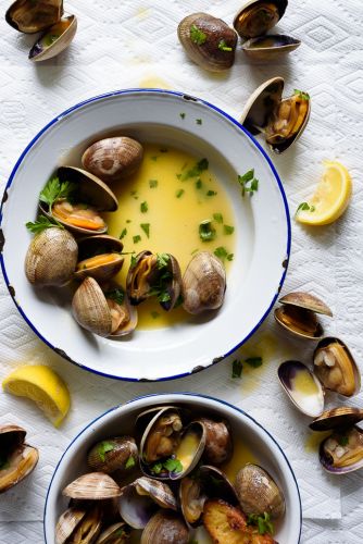 Grilled Manila Clams with Lemon Herb Butter