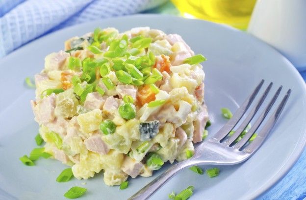 RUSSIA - Olivier salad: Meat and vegetable salad in mayonnaise