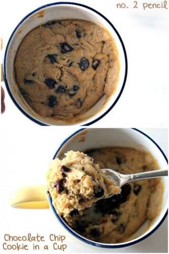 Chocolate chip cookie in a mug