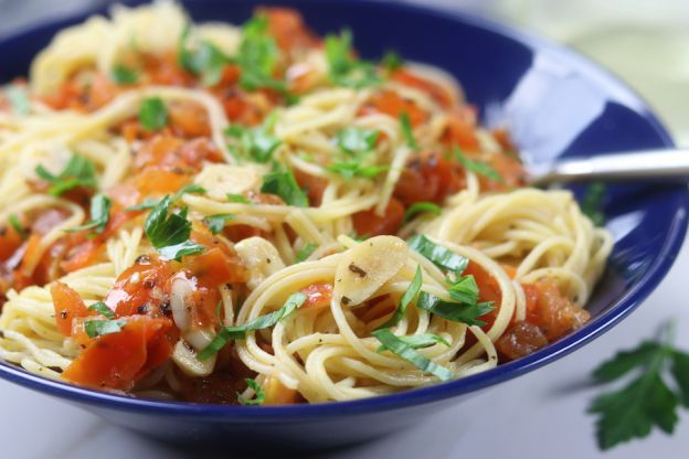 Simple Angel HAir Pasta With 4-Ingredient Tomato Sauce