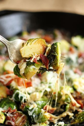 Cheesy Brussels Sprouts with Bacon