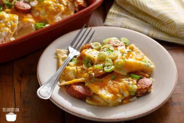 Cheesy Pierogi & Kielbasa Casserole