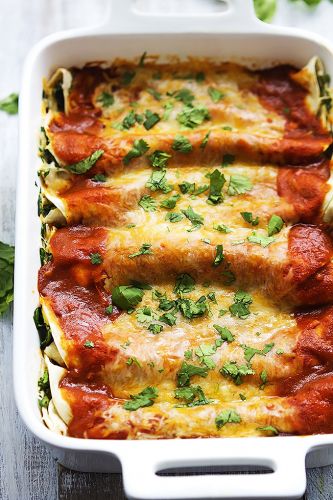 Cheesy spinach enchiladas