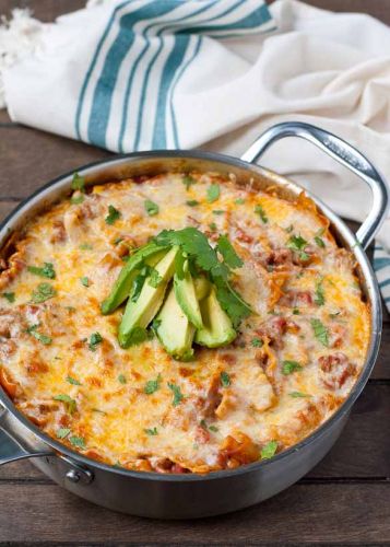 Cheesy Tex Mex Enchilida Skillet Lasagna