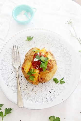 Cheese and relish twice-baked potatoes