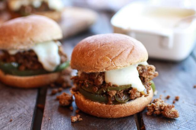 Chicken Cheesesteak Sloppy Joe Sliders