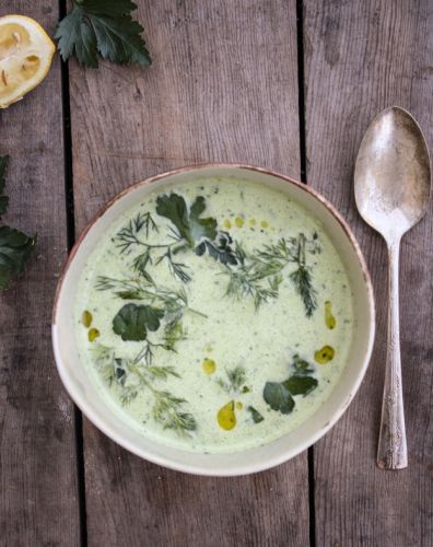 Chilled Cucumber Soup with Farm Fresh Herbs