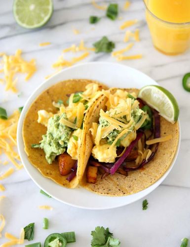 chipotle adobo breakfast tacos with quick guacamole