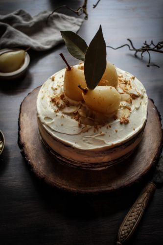 Chocolate almond and pear cake