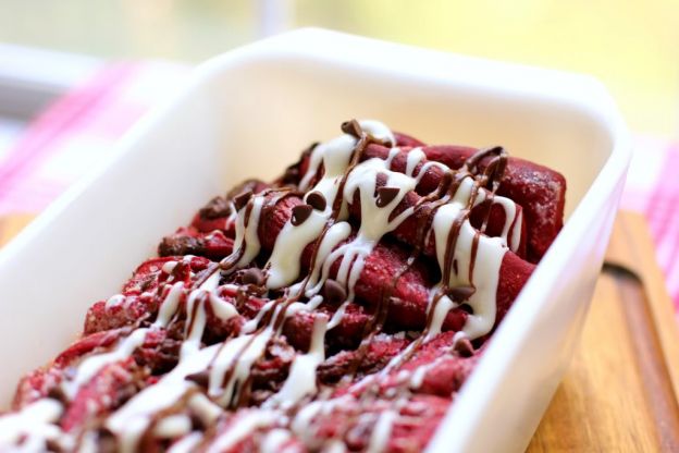 Chocolatey Red Velvet Pull-Apart Bread with Cream Cheese Glaze