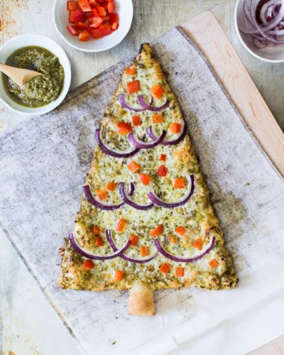 Pesto Christmas Tree Pizza