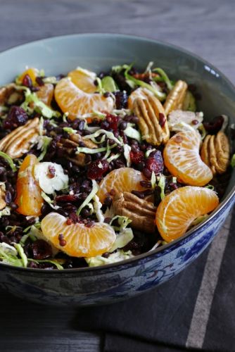 Christmas Salad With Clementines, Brussels Sprouts, Pecans and Cranberries