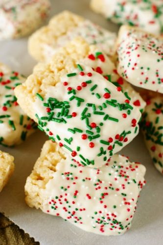 White Chocolate-Dipped Rice Krispie Treats