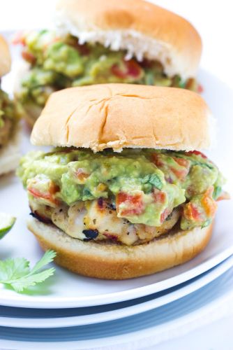 Cilantro lime chicken sliders with tomato guacamole