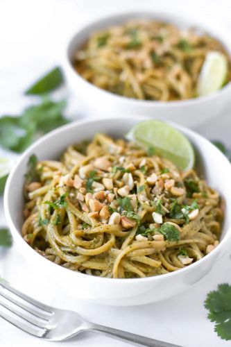 Cilantro Peanut Pesto Pasta