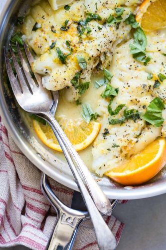 Pan-Fried Cod In A Citrus And Basil Butter Sauce