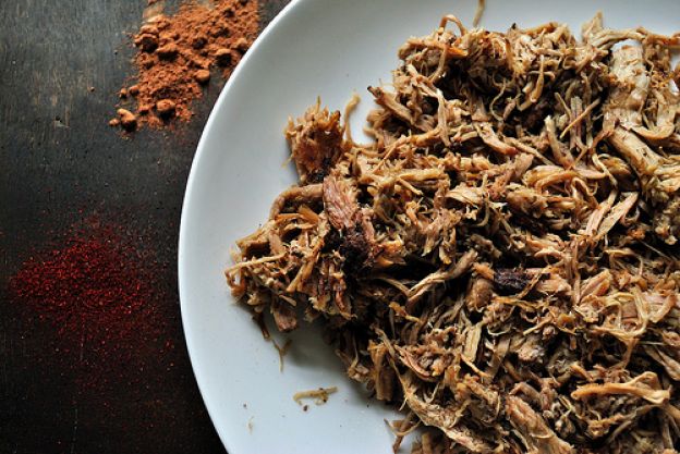 Cocoa Coffee Chili Rubbed Pulled Pork