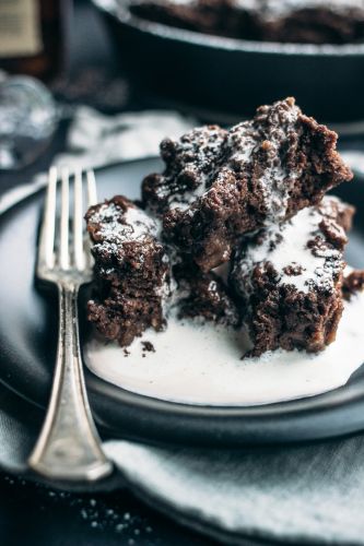 Cocoa dumplings with bourbon maple sauce