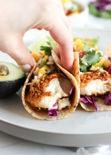 COCONUT CRUSTED FISH TACOS