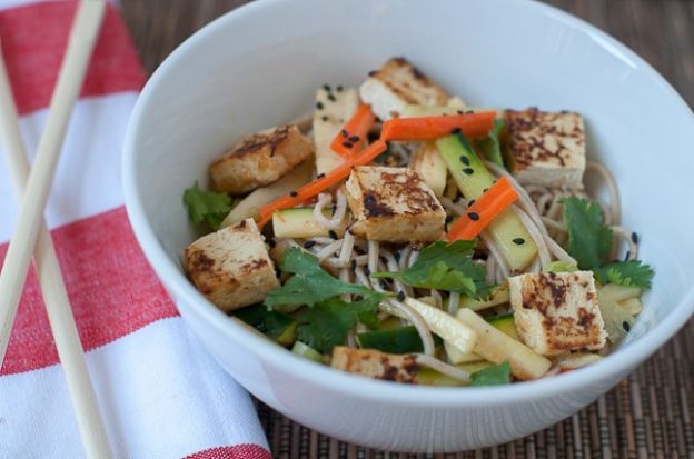 Cold Soba Noodles with Miso Tofu and Summer Vegetables