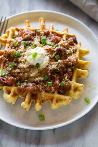 Cornbread Waffles with Chili