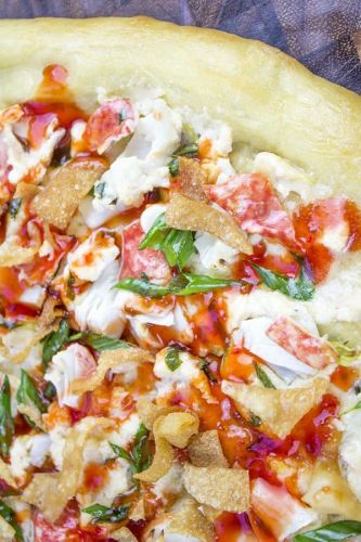 Crab Rangoon Pizza with Sweet & Sour Drizzle