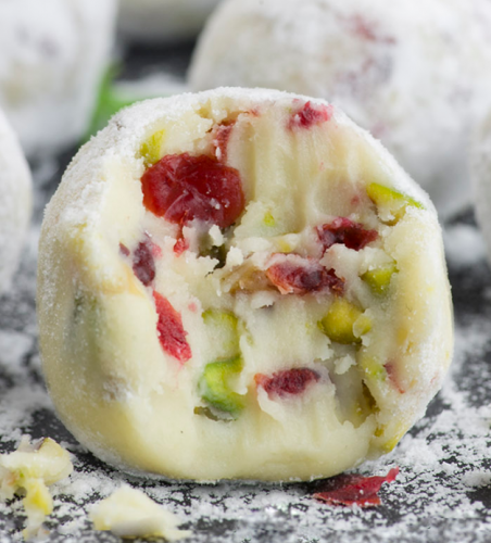 Cranberry Pistacho White Chocolate Truffles