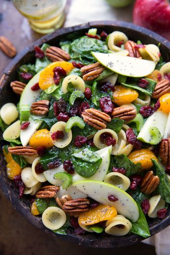 Autumn flavors spinach and pasta salad