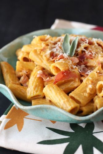 Creamy Pumpkin Prosciutto Rigatoni