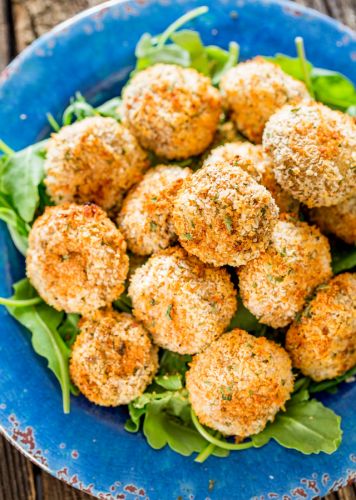 Crispy baked Parmesan garlic breaded mushrooms