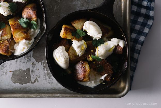 Crispy Roasted Potatoes with Burrata