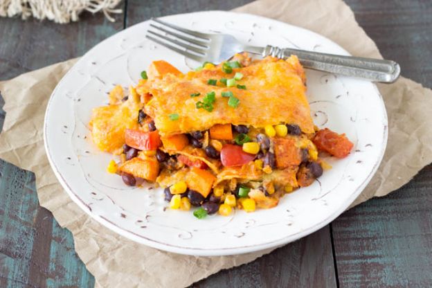 Black bean and sweet potato enchiladas