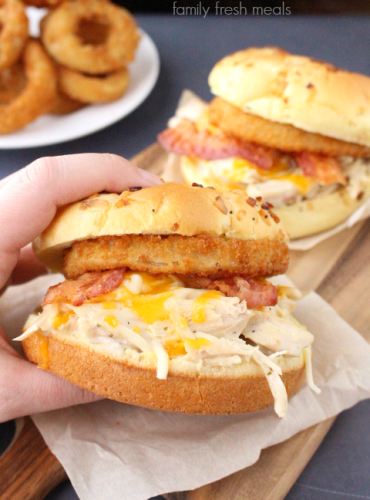 Crockpot Bacon Ranch Chicken Sandwiches