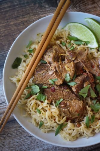 Crockpot Beef Curry with Noodles