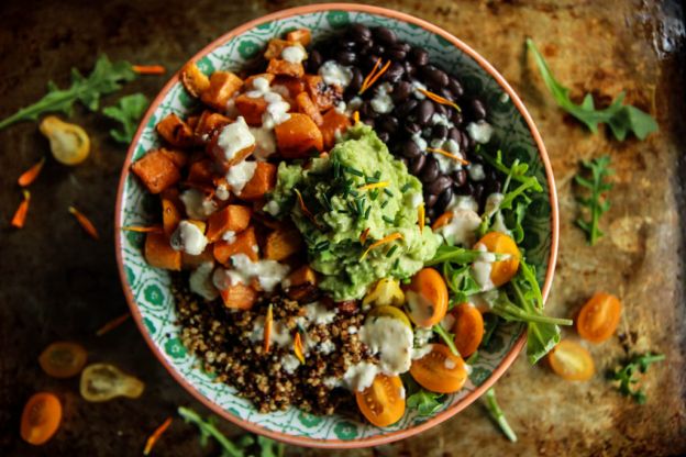 Cuban Quinoa Bowl with Spicy Lemon Cashew Dressing