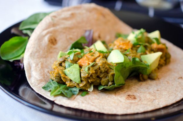 Curried Sweet Potato And Lentil Wraps